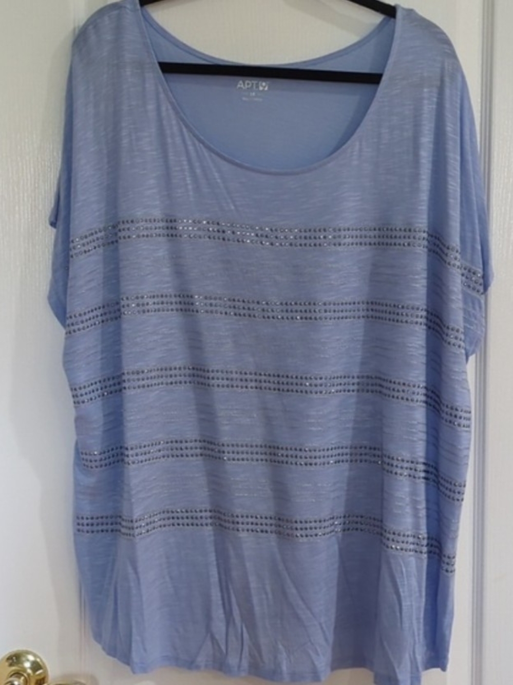 Apt. 9 Sky Blue Scoop Neck Tunic with Sparkle Stripes 2x